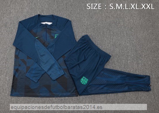 Nuevo Conjunto Completo Sudadera Entrenamiento Barcelona 23/24 Azul Marino Verde Baratas